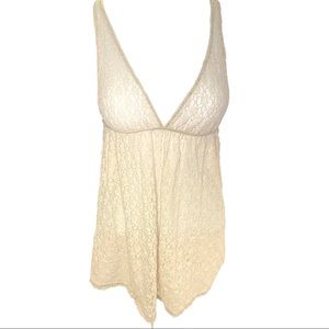 Free People Babydoll Cream Lace Top